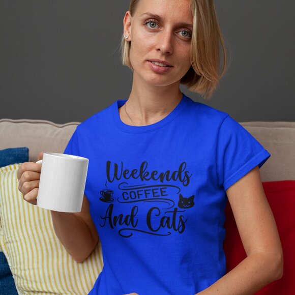 Weekends Coffee And Cats, Purrect Paws Shirt, Meow-Velous, Caturday Gift Shirt. - Picture 1 of 3